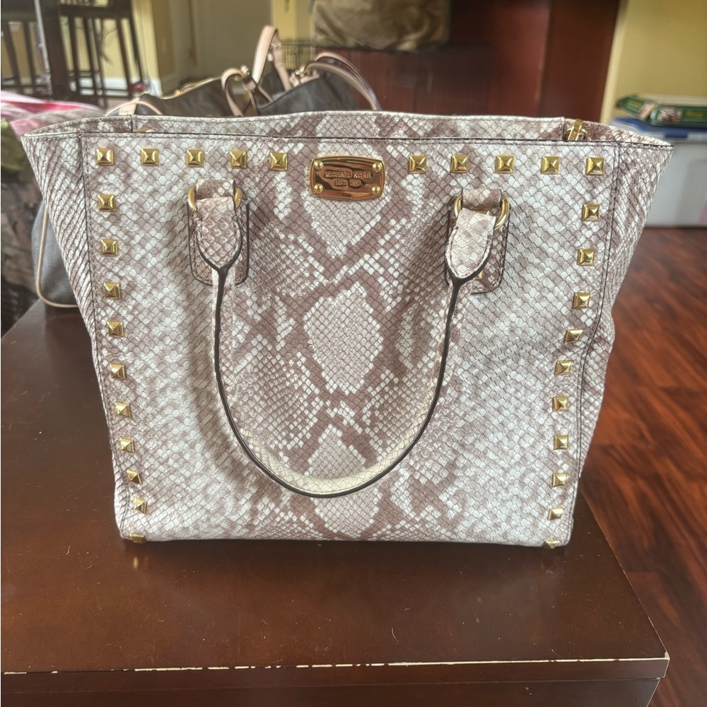 Michael Kors Cream and Gold Tote Bag